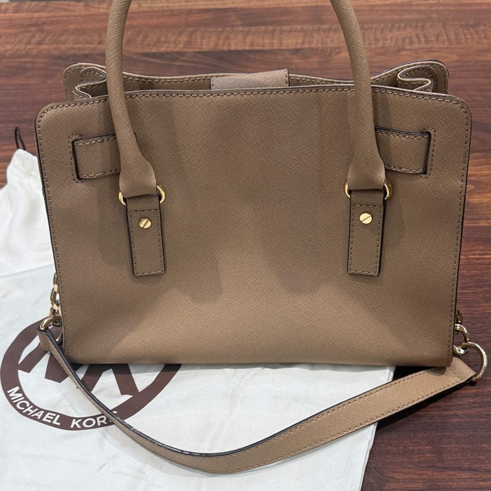 Michael Kors Saffiano Leather Satchel in Taupe - Picture 5 of 14